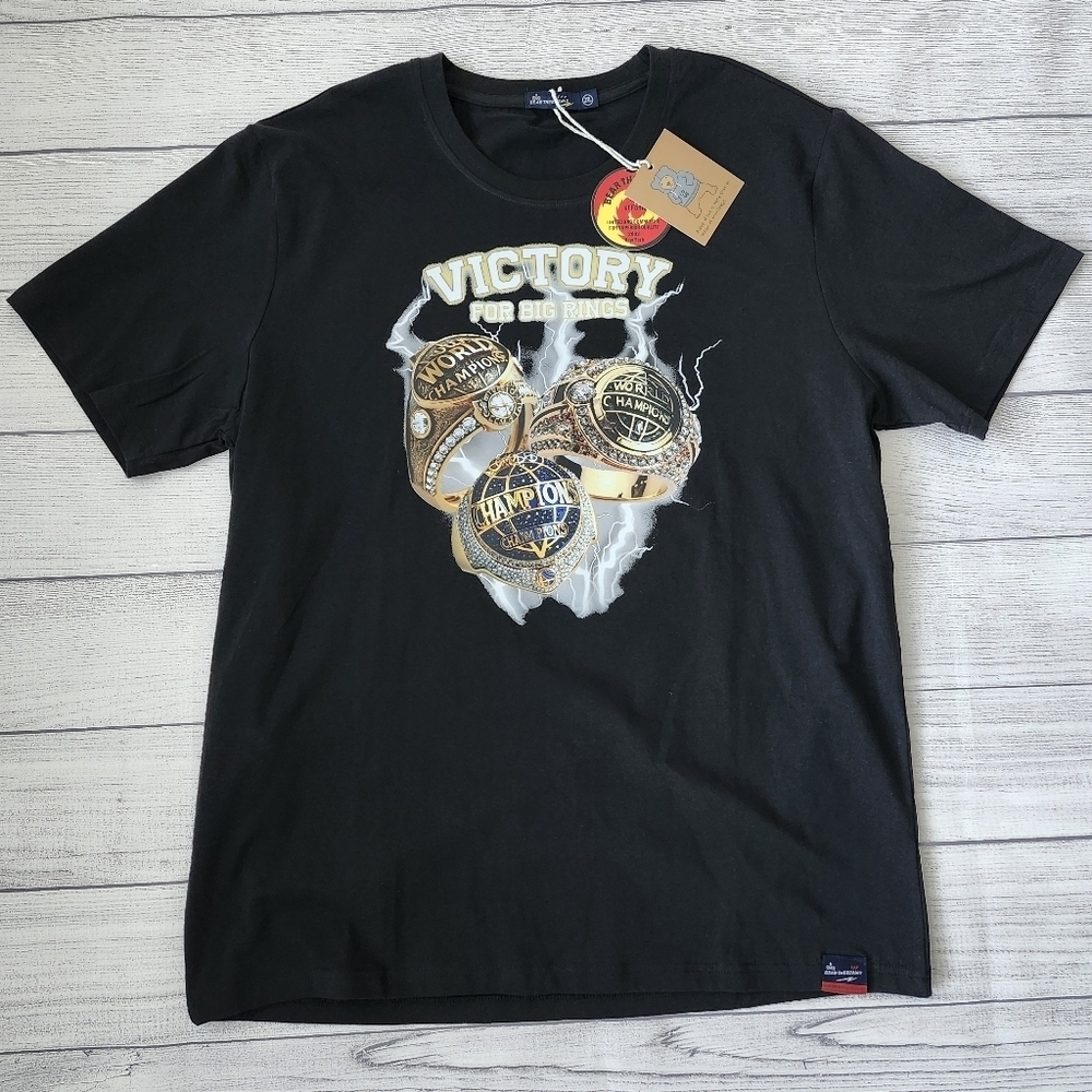 Men's Black Victory Graphic T-Shirt with Gold Accents